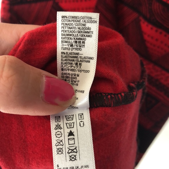 American Apparel red and black patterned mini T-shirt dress, size Small - Picture 5 of 6